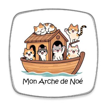Arche de Noé avec des chats - Magnet carré - blanc - Devant