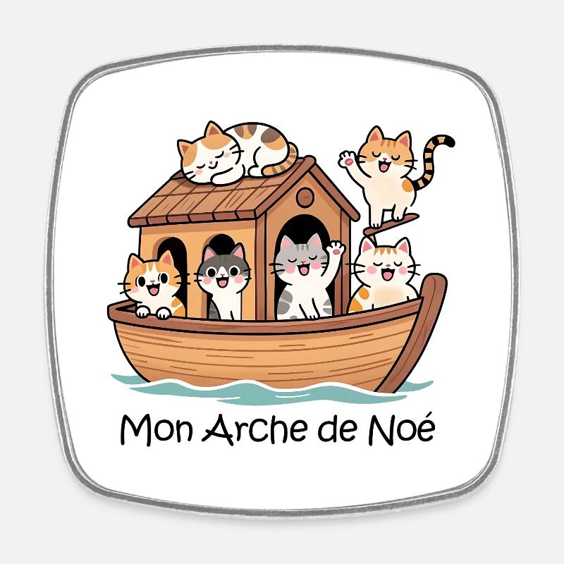 Arche de Noé avec des chats - Magnet carré - blanc