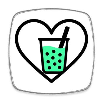 Bubble Tea Heart Boba Drink Sweet Trend - Viereckiger Kühlschrankmagnet - Weiß - Vorne