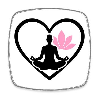 Women's Yoga Heart Silhouette Lotus Wellness - Square fridge magnet - white - Front