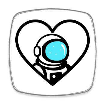 Astronaut Heart Space Cosmo Helm - Viereckiger Kühlschrankmagnet - Weiß - Vorne