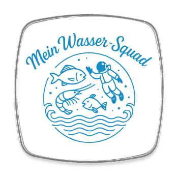My water squad - Square fridge magnet - white - Front