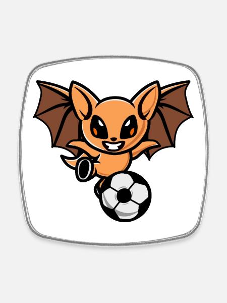 Orangene Fledermaus Kicker - Viereckiger Kühlschrankmagnet - Weiß