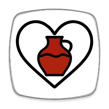 Coeur en céramique Vase Argile Art Créatif - Magnet carré - blanc - Devant