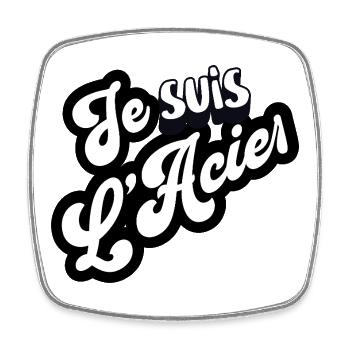 Je suis L’Acier – Typographie rétro - Magnet carré - blanc - Devant
