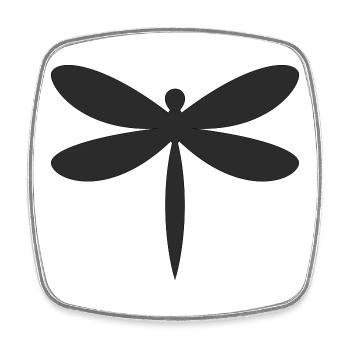 Libelle Silhouette  - Viereckiger Kühlschrankmagnet - Weiß - Vorne