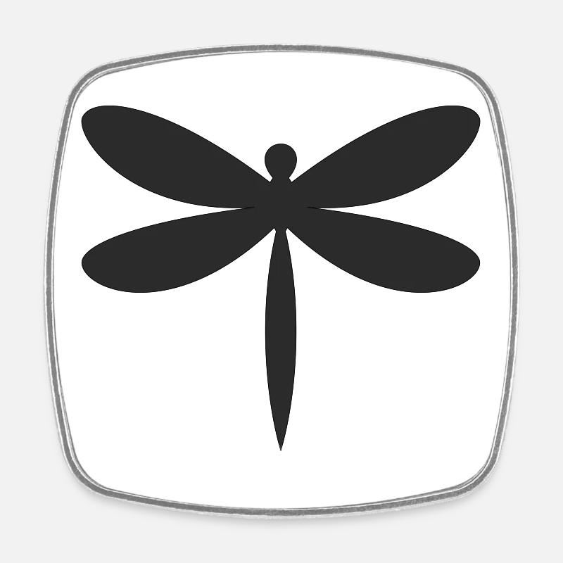 Libelle Silhouette  - Viereckiger Kühlschrankmagnet - Weiß