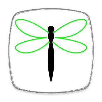 Libelle Silhouette - Viereckiger Kühlschrankmagnet - Weiß - Vorne
