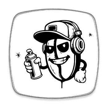graffiti kaffeebohne character hip-hop - Viereckiger Kühlschrankmagnet - Weiß - Vorne
