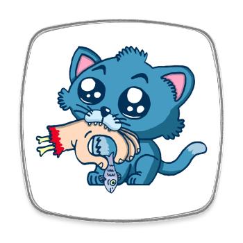 Gourmet kitten - Square fridge magnet - white - Front