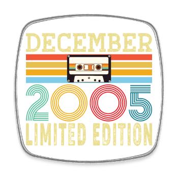 Geboren Dezember 2005 20 Jahre altes 20-jähriges Jubiläumsgeschenk - Viereckiger Kühlschrankmagnet - Weiß - Vorne