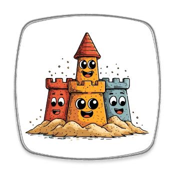 Funny Sand Sculpture Building - Square fridge magnet - white - Front