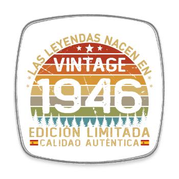 Born In 1946 Vintage 80 Years Birthday - Square fridge magnet - white - Front