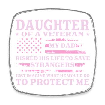 Tochter eines Veteranen US Flagge Rosa Design - Viereckiger Kühlschrankmagnet - Weiß - Vorne