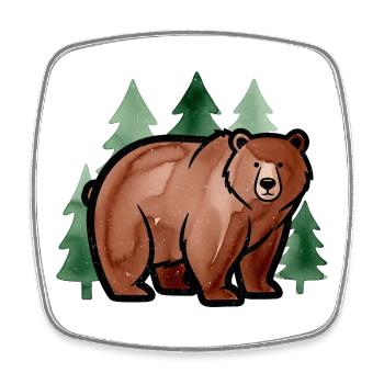 Forest bear in watercolor style - Square fridge magnet - white - Front