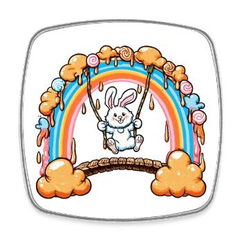 Balançoire arc-en-ciel Hoppelhase - Magnet carré - blanc - Devant