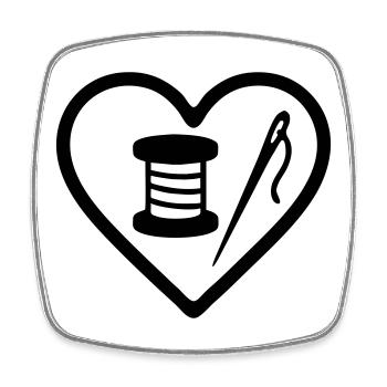 Heart + Sewing – Passion Sewing - Square fridge magnet - white - Front