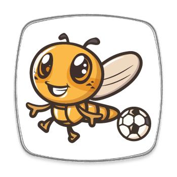 Biene Kick Maskottchen Fußball - Viereckiger Kühlschrankmagnet - Weiß - Vorne