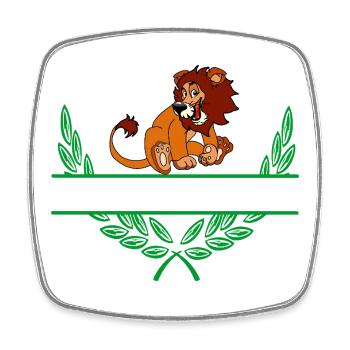 Lion Laurel Wreath with Namespace - Square fridge magnet - white - Front