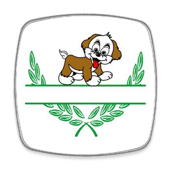 Doggie Laurel Wreath mit Namensraum - Viereckiger Kühlschrankmagnet - Weiß - Vorne