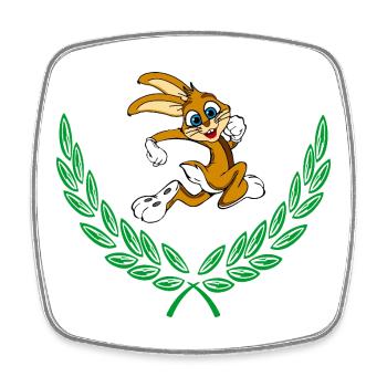 Cute rabbit in green laurel wreath - Square fridge magnet - white - Front