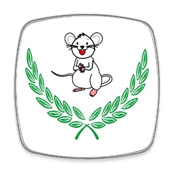 Mouse in Green Laurel Wreath – Congratulations - Square fridge magnet - white - Front