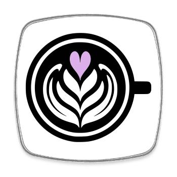 Coffee Love: Latte Art Heart Vector - Square fridge magnet - white - Front