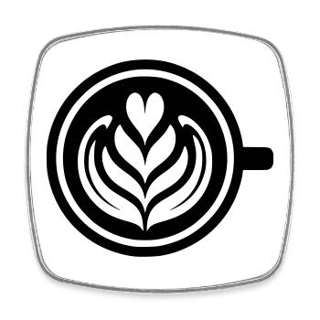 Coffee Love: Latte Art Heart Vector - Square fridge magnet - white - Front