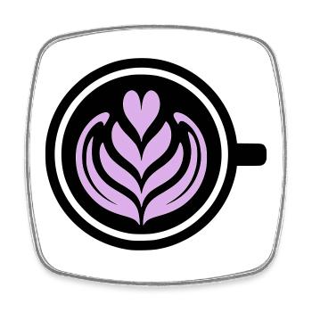 Coffee Love: Latte Art Heart Vector - Square fridge magnet - white - Front