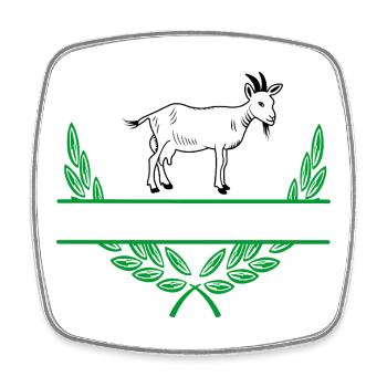 Goat Laurel Wreath with Namespace - Square fridge magnet - white - Front