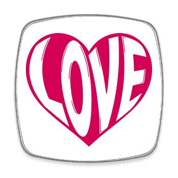 Herz Love im Neon-Stil, Valentinstag, Liebe - Viereckiger Kühlschrankmagnet - Weiß - Vorne