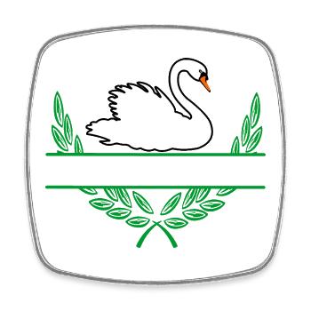 Swan Laurel Wreath with Namespace - Square fridge magnet - white - Front