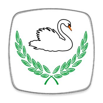 Swan in Green Laurel Wreath - Square fridge magnet - white - Front