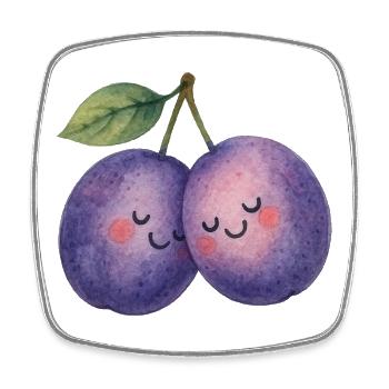 Two Plums in Love Valentine's Day Love - Square fridge magnet - white - Front