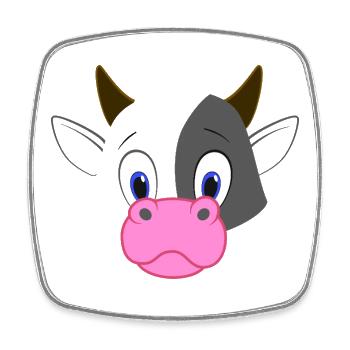 Cow Face Adorable Farm Animal Art for White Shirt - Square fridge magnet - white - Front