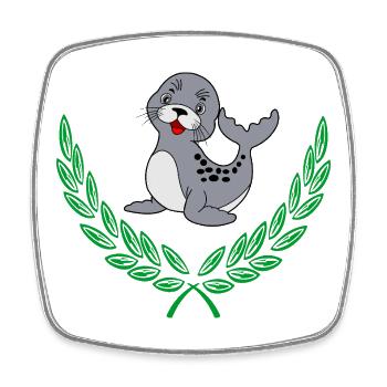 Seal in Laurel Wreath - Square fridge magnet - white - Front