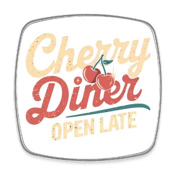 Cherry Diner – Retro Café Style - Viereckiger Kühlschrankmagnet - Weiß - Vorne