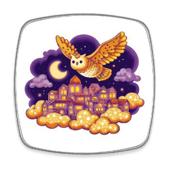 Nachtflug der Eulenstadt - Square fridge magnet - white - Front