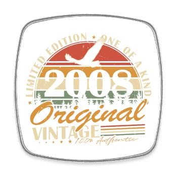 2008 Vintage Vintage Birthday Retro Gift - Square fridge magnet - white - Front