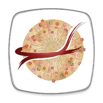 Japanisches Fächer-Mandala mit Pinselstrich - Viereckiger Kühlschrankmagnet - Weiß - Vorne