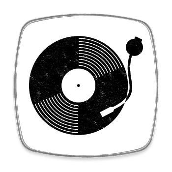 Lecteur vinyle vinyle à platine - Magnet carré - blanc - Devant