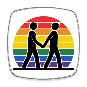 Hommes gays - Magnet carré - blanc - Devant