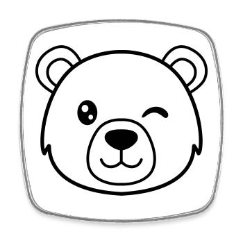 Wink bear. The bear gives the go-ahead - Square fridge magnet - white - Front
