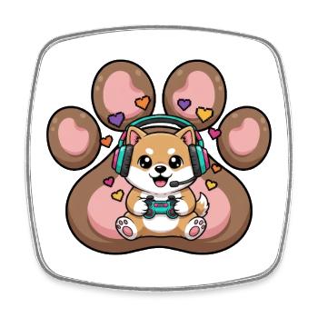Dog Gamer Paw Hero Gaming Dog - Magnet carré - blanc - Devant