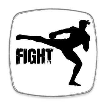 Kickboxer Silhouette mit Text Fight - Viereckiger Kühlschrankmagnet - Weiß - Vorne