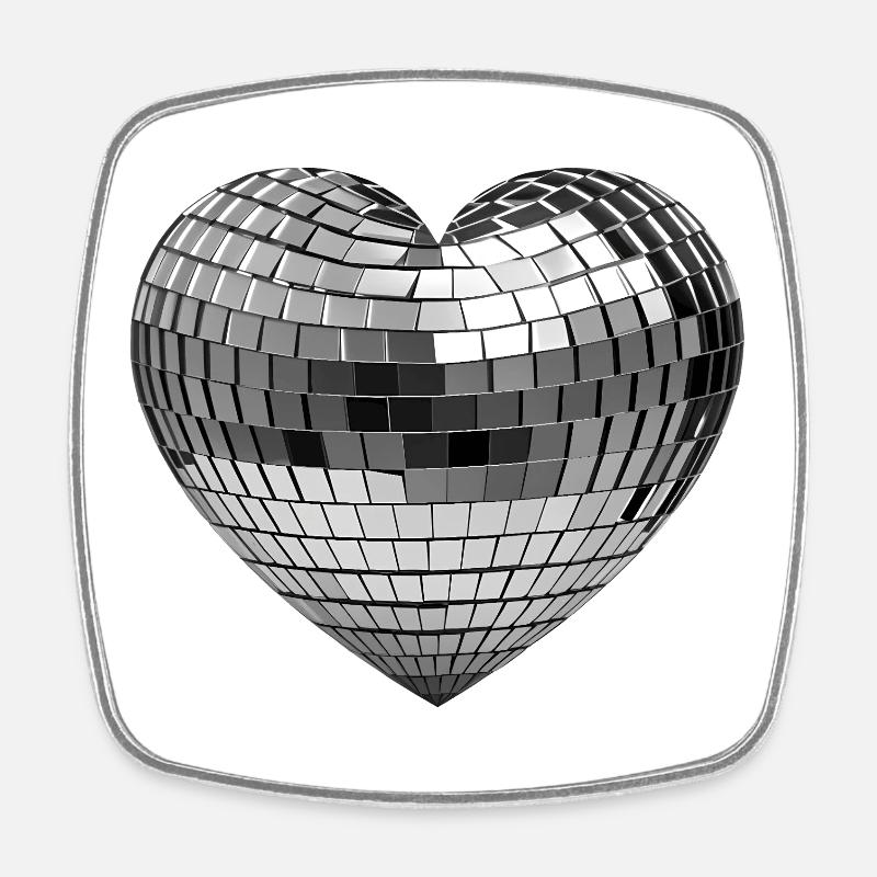 DISCO BALL LOVE #1 - peace & love - Square fridge magnet - white