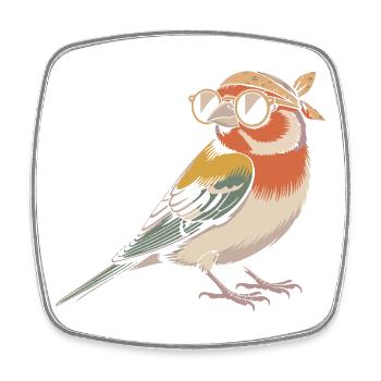 Retro Bird with Bandana - Square fridge magnet - white - Front