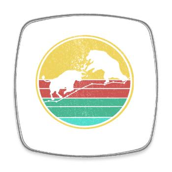 Bulle gegen Bär Retro - Viereckiger Kühlschrankmagnet - Weiß - Vorne