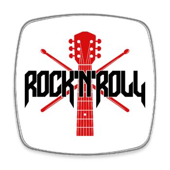 Rocknroll Guitar and Drumsticks Emblem - Square fridge magnet - white - Front