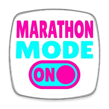 Marathon Mode On – Running with passion - Square fridge magnet - white - Front